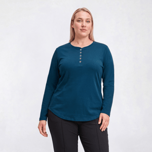 Plus Size Hasting & Smith Long Sleeve Solid Henley Tee